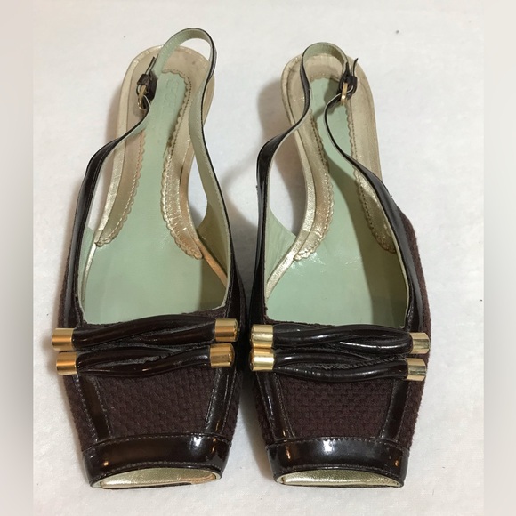 Sportmax Shoes - Sportmax made in Italy VTG brown sz 6.5 kitten heels open square toe strappy